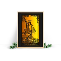 Tarot Karte Druck - Der Magier. Auf Schwarzem Karton Foliert von StarlitInspired