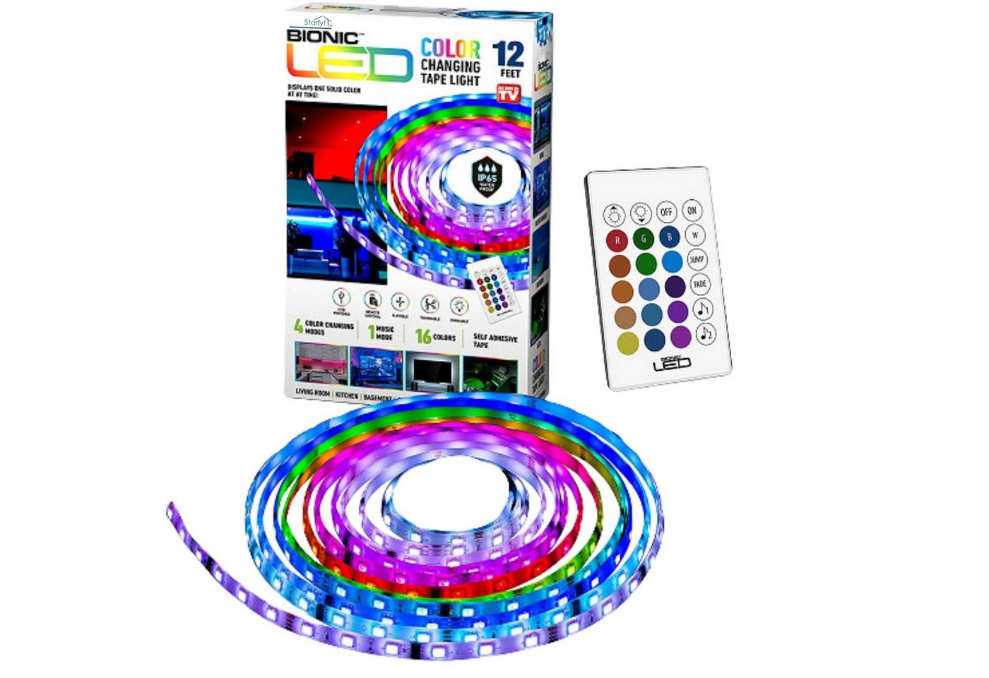 Starlyf LED Stripe Bionic LED Lichterkette, LED Lichtband, Farbwechsel Leiste, 16 Farben, 4 Modi, Fernbedienung von Starlyf