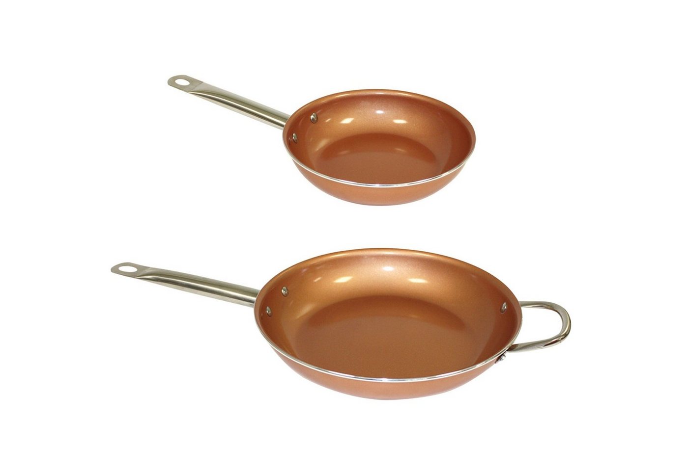 Starlyf Pfannen-Set Copper Pan, Kupfer (Spar-Set, 2-tlg., 2 Pfannen Ø 20/28 cm oder 3 Pfannen Ø 20/24/28 cm), Kupfer Keramik Pfannen mit Antihaftbeschichtung, backofenfest, Induktion von Starlyf