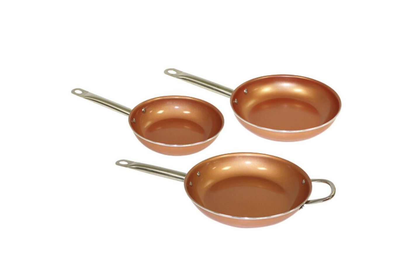 Starlyf Pfannen-Set Copper Pan, Kupfer (Spar-Set, 3-tlg., 2 Pfannen Ø 20/28 cm oder 3 Pfannen Ø 20/24/28 cm), Kupfer Keramik Pfannen mit Antihaftbeschichtung, backofenfest, Induktion von Starlyf