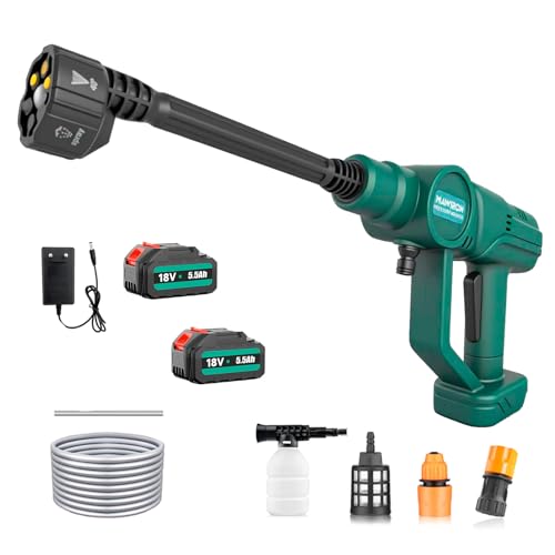 Akku Druckreiniger Pistole,Kabellose Druckreiniger mit 6-in-1 Drehbare Düse,Tragbarer Akku Hochdruckreiniger für Mobile Reinigung und Bewässerung,Autowäsche(18V 5.5Ah Akku*2) Akku Druckreiniger Pistole,Kabellose Druckreiniger mit 6-in-1 Drehbare Düse,Tragbarer Akku Hochdruckreiniger für Mobile Reinigung und Bewässerung,Autowäsche(18V 5.5Ah Akku*2) von Starmingstm