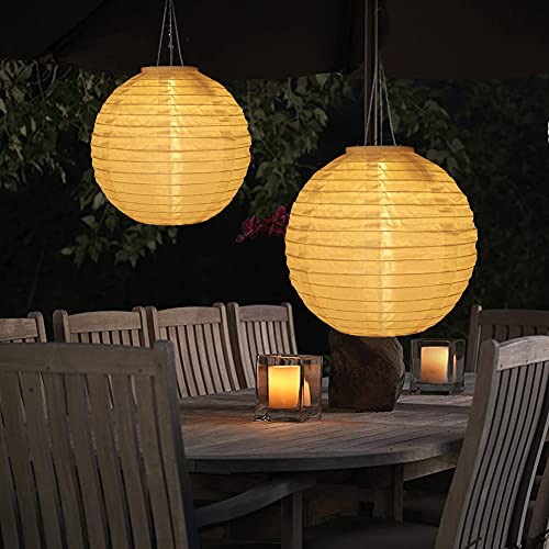 Starnearby 2 Stück 12 inch Solarlaterne Hängende Garten Wetterfeste Lampion, Warmweiss Licht Außen Wasserdicht LED Solar Farbe Laterne Für Outdoor Hochzeit, Fest Dekoration Warmweiss 30CM(Weiß) von Starnearby