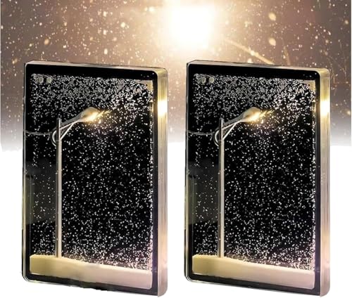 Starnearby 2 Stück Snowy Lamp Schneelandschafts Nachtlicht - Snow Scene Night Light Christmas Lights Handmade DIY Materials Snowy Night Street Lamp Weihnachtsdekoration von Starnearby