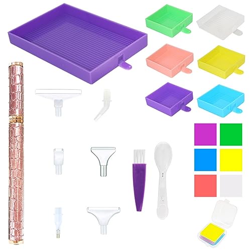 Starnearby 23 Stück Diamond Painting Zubehör für Erwachsene, Diamond Painting Stift Kleber Kits, Diamond Painting Tablett Schiffchen, DIY Diamant Malerei Kleber Bunte Ton mit Aufbewahrungsbox(E) von Starnearby