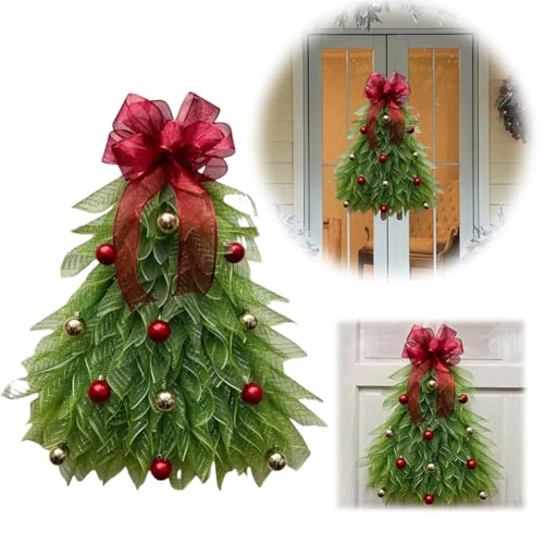 Starnearby 50cm Türkranz Weihnachten Außen Weihnachtskranz Haustür mit Beleuchtung Weihnachtstürkranz Weihnachtsdeko Tür Adventskranz Künstlich Weihnachtsbaum Girlande Weihnachten (A ohne Licht) von Starnearby