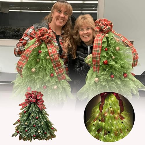 Starnearby 50cm Türkranz Weihnachten Außen Weihnachtskranz Haustür mit Beleuchtung Weihnachtstürkranz Weihnachtsdeko Tür Adventskranz Künstlich Weihnachtsbaum Girlande Weihnachten (B mit Licht) von Starnearby