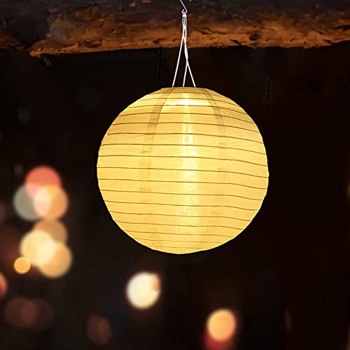 Starnearby 8 inch Solarlaterne Hängende Garten Wetterfeste Lampion, Außen Wasserdicht LED Solar Laterne Für Outdoor Hochzeit, Fest Dekoration 20CM(Weiß) von Starnearby