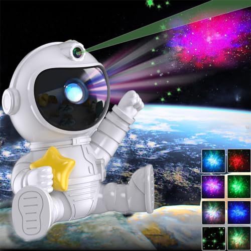 Starnearby Astronaut Sternenhimmel Projektor, LED Galaxy Nachtlicht mit Fernbedienung 360° Drehen 8 Modi Sternenprojektor für Kinder und Erwachsene, Sternenlicht Projector für Schlafzimmer und Decke von Starnearby