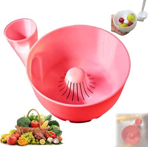 Starnearby Automatische Obstwäsche Obst und Gemüse Waschmaschine Obstwaschschüssel, Effiziente Tragbare Obst- und Gemüsewaschmaschinen, Waschkorb für Zuhause, Küche, Picknicks (Rosa, L) von Starnearby