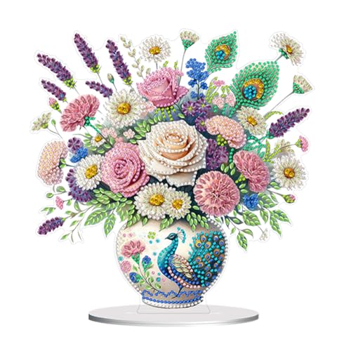 Starnearby DIY Diamond Painting Blumen Vase Deko, 5D Diamant Painting Tisch Deko, Diamant Malerei Kunst Set, Ornamente Geschenke für Anfänger Hausgeschenk Deko für Familie von Starnearby
