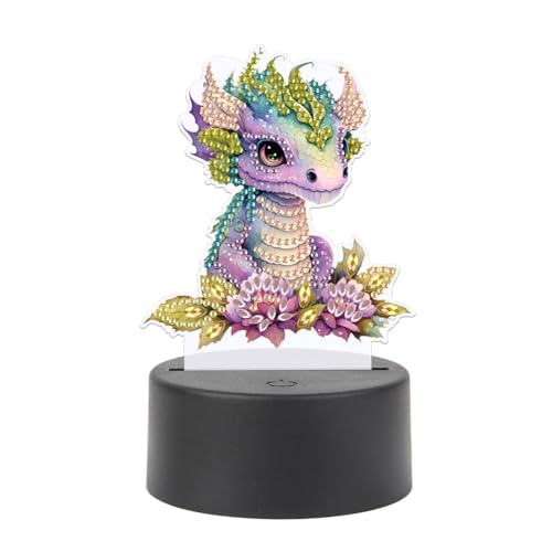 Starnearby DIY Diamond Painting Dinosaurier Deko, 5D Diamant Painting Kreative Nachtlicht Bastelset Diamantmalerei Kunst Set, Ornamente Geschenke für Mädchen (Dinos) von Starnearby