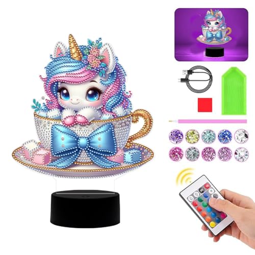 Starnearby DIY Diamond Painting Einhorn Lampe, 5D Diamant Painting Kreative Nachtlicht Bastelset Diamantmalerei Kunst Set, Ornamente Geschenke für Anfänger Hausgeschenk Deko für Mädchen von Starnearby