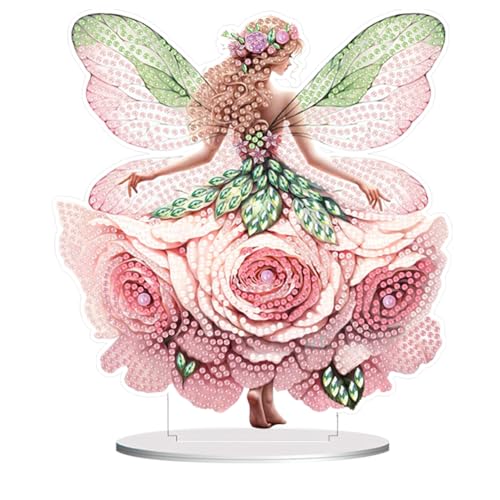 Starnearby DIY Diamond Painting Elf Tisch Deko, 5D Diamant Painting Blumen und Schmetterlings Ornamente, Diamant Malerei Stehend Kunst Set Einseitig, Mädchen Festliches Geschenk von Starnearby