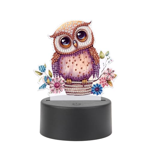 Starnearby DIY Diamond Painting Eule Deko, 5D Diamant Painting Kreative Nachtlicht Bastelset Diamantmalerei Kunst Set, Ornamente Geschenke für Mädchen (Eulen) von Starnearby
