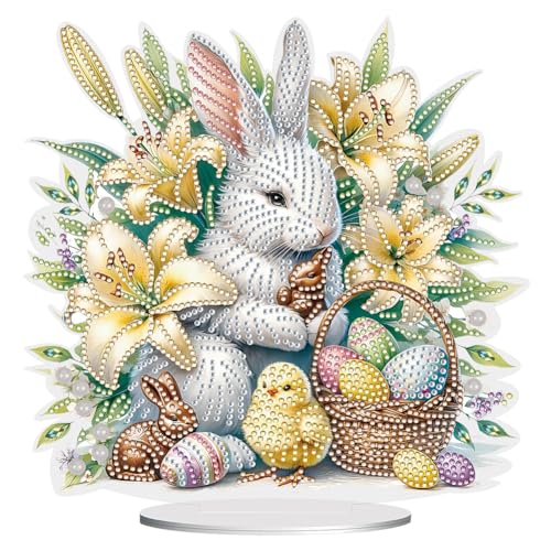 Starnearby DIY Diamond Painting Hase Ostern Deko, Diamant Painting Tisch Deko, Diamant Malerei Ostereier Frühling Ornamente Festliches Geschenk Ostern (1) von Starnearby