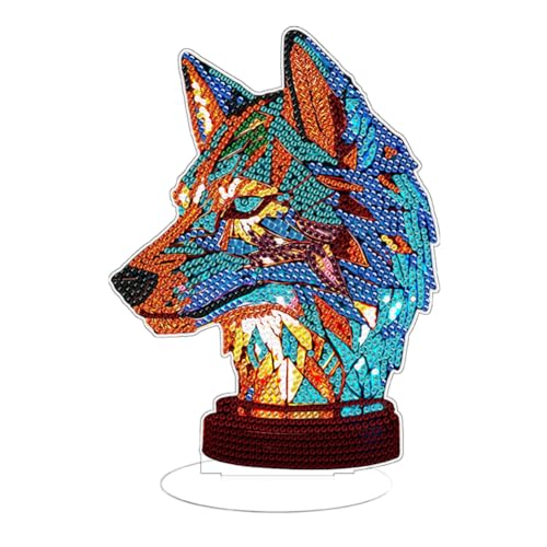 Starnearby DIY Diamond Painting LED Tierlampen, 5D Diamant Painting Wolf Nachtlicht Deko, Diamant Malerei Kunst Set Tischdeko Ornamente, Schlafzimmer Wohnzimmer Arbeitszimmer Büro Deko von Starnearby