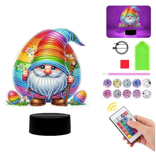 Starnearby DIY Diamond Painting Ostern Lampe Doppelseitig Diamant Painting Ostereier Tischdeko Diamant Malerei Frühling Ornamente Kreatives Nachtlicht Bastelset Mädchen Geschenk (Kobold) von Starnearby