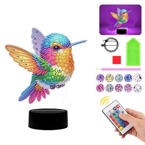 Starnearby DIY Diamond Painting Ostern Lampe Doppelseitig Diamant Painting Ostereier Tischdeko Diamant Malerei Frühling Ornamente Kreatives Nachtlicht Bastelset Mädchen Geschenk (Kolibri) von Starnearby