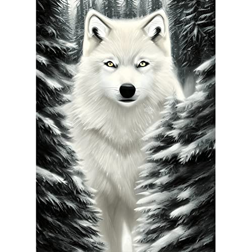 Starnearby DIY Diamond Painting Tier Kits Diamant Painting Bilder Crystal Art fur Malen Nach Zahlen Erwachsene für Kinder Geschenke,Home Decor 30 * 40 CM(Polar wolf) von Starnearby