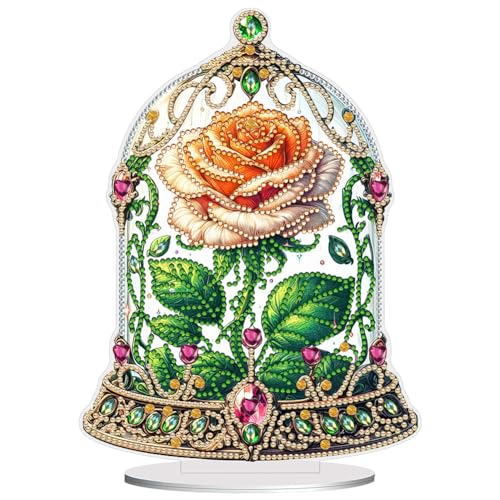 Starnearby DIY Diamond Painting Tisch Deko, 5D Diamant Malerei Rose Kristall Box Stehend, Diamant Painting Ornamente Kunst Set für Erwachsener, Festliches Geschenk Hausgeschenk von Starnearby