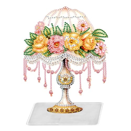 Starnearby DIY Diamond Painting Tisch Deko, 5D Diamant Painting Blumen Laterne Ornamente, Diamant Malerei Stehend Kunst Set, Festliches Geschenk Hausgeschenk von Starnearby