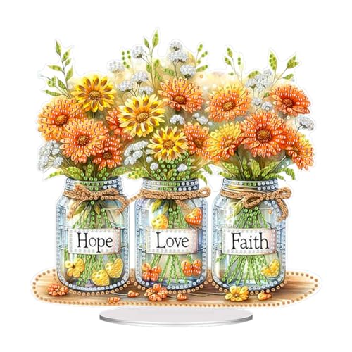 Starnearby DIY Diamond Painting Tisch Deko, 5D Diamant Painting Blumen Ornamente, Diamant Malerei Stehend Kunst Set, Festliches Geschenk Hausgeschenk von Starnearby