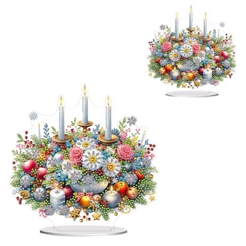 Starnearby DIY Diamond Painting Tisch Deko, 5D Diamant Painting Blumen und Pilz Ornamente, Diamant Malerei Stehend Kunst Set, Festliches Geschenk Hausgeschenk von Starnearby