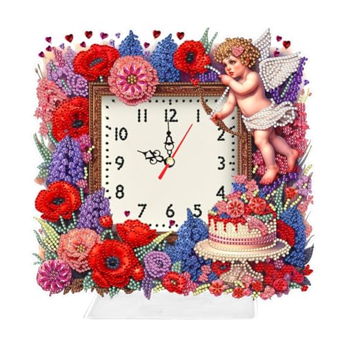 Starnearby DIY Diamond Painting Uhr, 5D Diamant Painting Tisch Deko Mit Uhrfunktion, Diamant Malerei Kunst Set Ornamente, Zuhause Muttertagsgeschenk Geschenke für Frauen von Starnearby