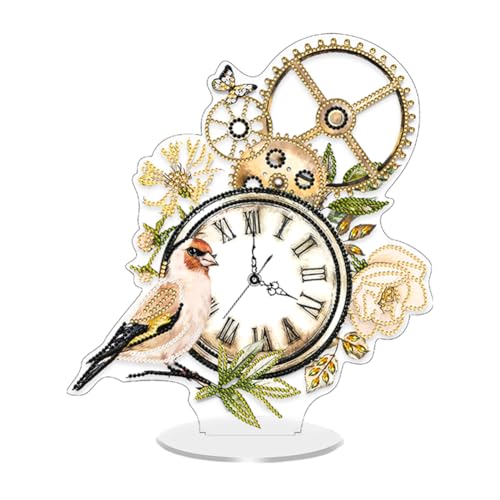 Starnearby DIY Diamond Painting Uhr Deko, 5D Diamant Painting Tisch Deko Mit Uhrfunktion, Diamant Malerei Kunst Set Ornamente, Zuhause Deko Muttertagsgeschenk Geschenke für Frauen von Starnearby
