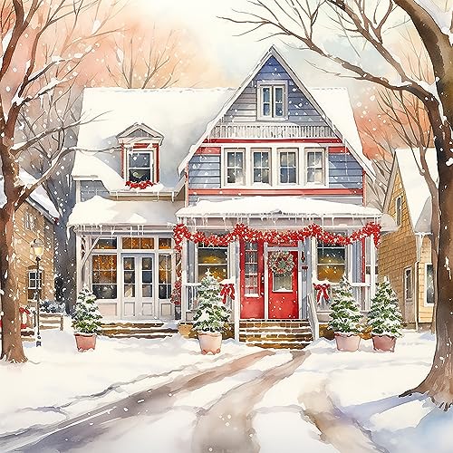 Starnearby DIY Diamond Painting Weihnachten Bilder Voller Runde 5D Diamant Painting Set Winter Straße Schneelandschaft Diamant Malerei Painting für Anfänger Zuhause Deko Wanddekoration 40x40cm(N) von Starnearby