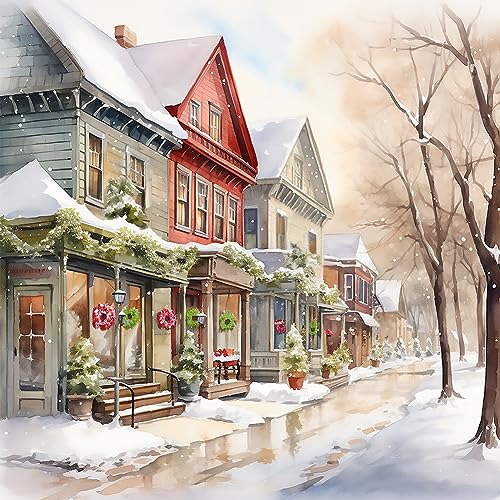 Starnearby DIY Diamond Painting Weihnachten Bilder Voller Runde 5D Diamant Painting Set Winter Straße Schneelandschaft Diamant Malerei Painting für Anfänger Zuhause Deko Wanddekoration 40x40cm(O) von Starnearby