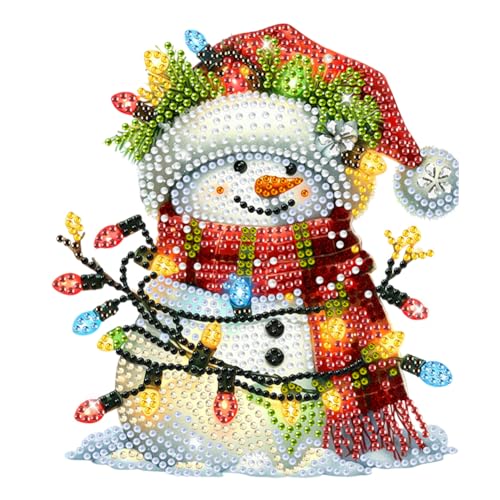 Starnearby DIY Diamond Painting Weihnachten Deko Schneemann Wackelkopf-Figur Acryl 5D Diamant Painting Tisch Deko Diamant Malerei Stehend Kunst Set Ornamente für Desktop Büro Schreibtisch Dekoration von Starnearby