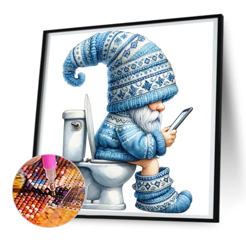 Starnearby DIY Diamond Painting Zwerge Diamant Painting Bilder Erwachsene Diamond Painting Set Gnome Diamant Malerei Für Anfänger Zuhause Deko Wanddekoration 30 * 30cm (ToilettenKobold C) von Starnearby