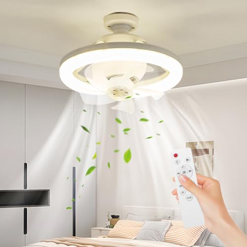 Starnearby Deckenventilator mit Beleuchtung, 360° Drehung 45W LED Lampe mit Ventilator, E27 Einstellbare Deckenventilatoren mit Fernbedienung, Dimmbar, Timer Deckenlampe mit Ventilator von Starnearby