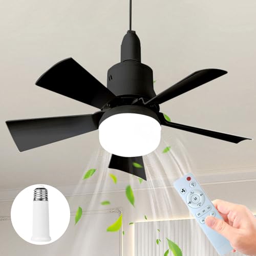 Starnearby Deckenventilator mit Beleuchtung und Fernbedienung Leise, 40cm 30W Deckenlampe mit Ventilator, E27/E26 Dimmbarer LED Lampe mit Ventilator und Timer (Schwarz + Verbinder) von Starnearby