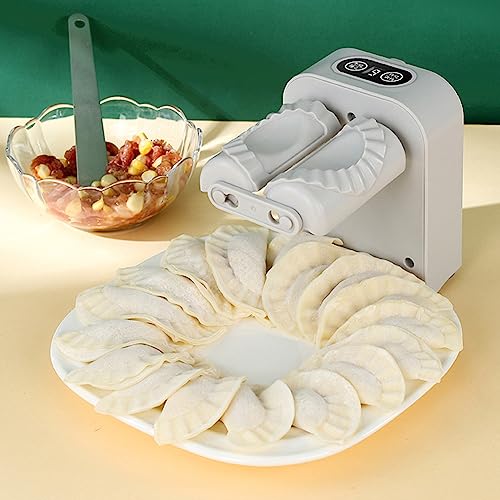 Starnearby Dumpling Maker Automatische Teigtaschenformer Teigtaschen Maschine Vollautomatische Knödelmaschine für Haus und Küche mit Füllungslöffel und Bürste(Grau) von Starnearby