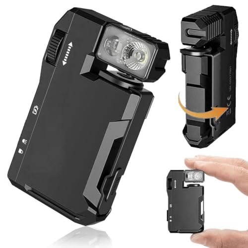Starnearby G5 EDC Flashlight Taschenlampe LED Aufladbar 400 Lumens Sehr Hell Tragbar Flache Mini Taschenlampe mit 3 Modi 180° Drehbar IP68 Wasserdicht Magnetische für Outdoor Camping (Schwarz) von Starnearby