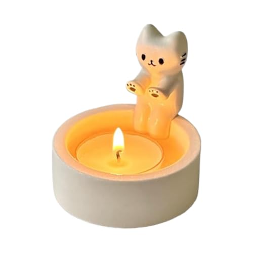 Starnearby Katzen Kerzenständer Cartoon Katze Teelichthalter Niedlicher Kätzchen-Kerzenhalter Wärmenden Pfoten Kitten Candle Holder Heimdekoration Geschenk Für Katzenliebhaber (A) von Starnearby