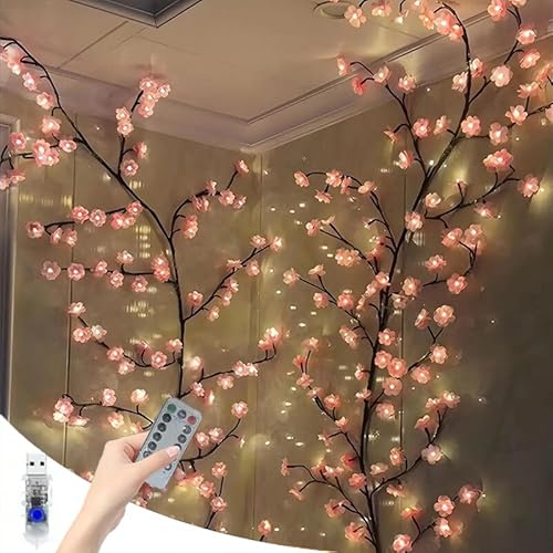 Starnearby Kirschblüten Lichterkette Willow Vine für Zimmer Wand Deko 8 Modi 1.2M 48LEDs Lichterzweige mit Fernbedienung und Timer für Schlafzimmer Deko Lichterkette Innen Weinachtsdekorationen Starnearby Kirschblüten Lichterkette Willow Vine für Zimmer Wand Deko 8 Modi 1.2M 48LEDs Lichterzweige mit Fernbedienung und Timer für Schlafzimmer Deko Lichterkette Innen Weinachtsdekorationen von Starnearby