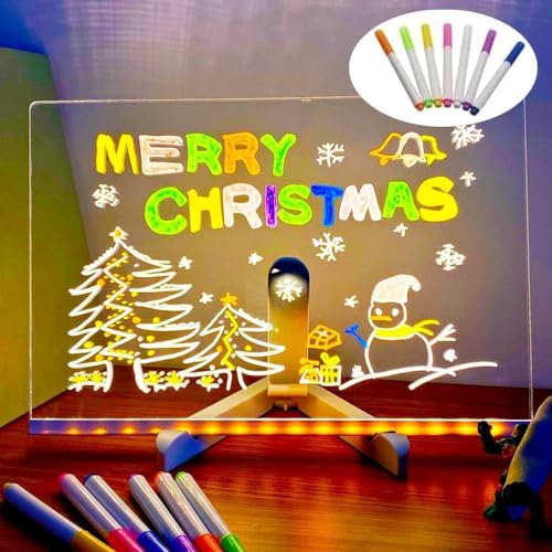 Starnearby LED Acryl Nachtlicht Lampe, DIY-Personalisierte Nachtlampe für Kinder, Farben Acryl-Trockenlöschtafel, Geschenke für die beste Freundin, Weihnachtsgeschenke, Geburtstagsgeschenke für Mama,L von Starnearby