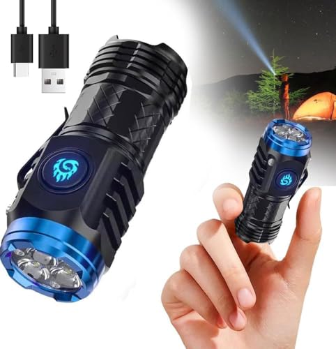 Starnearby Mini-Taschenlampe mit dreiäugigem Monster, Aufladbar LED Taschenlampen Extrem Helle mit 5 Lichtmodi, Wasserdicht Taktische Handlampe für Camping, Outdoor, Wandern, Notfall (Schwarz) von Starnearby