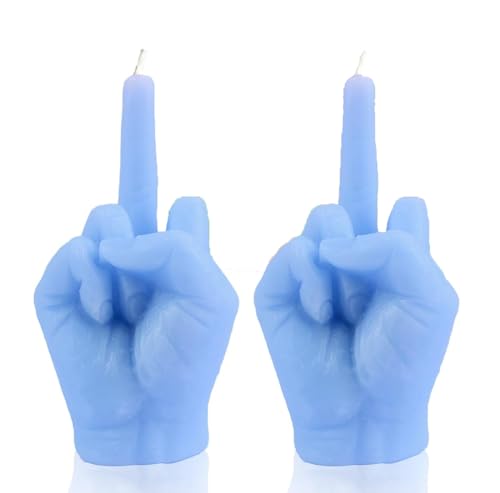 Starnearby Mittelfinger Kerze Lustige Stinkefinger Kerzen Mittelfinger-Duftkerze Handgeformte Kerzen Mittelfinger Kerzenform Weihnachten Kerzen für Hausdekoration Candle Geschenkset (2, Blau) von Starnearby