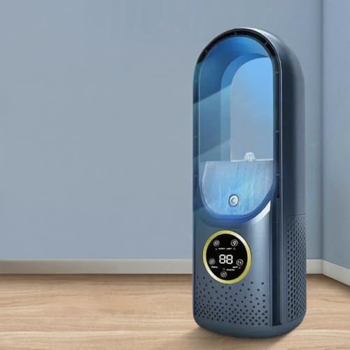 Starnearby Rotorloser Ventilator Leise Turmventilator mit Luftreiniger 6 Geschwindigkeiten 7 Farben LED Timer Touch Control Bladeless Tower Fan für Schlafzimmer Büro Zuhause (Blau) von Starnearby