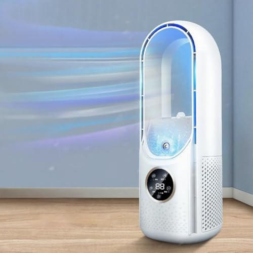 Starnearby Rotorloser Ventilator Leise Turmventilator mit Luftreiniger 6 Geschwindigkeiten 7 Farben LED Timer Touch Control Bladeless Tower Fan für Schlafzimmer Büro Zuhause (Weiß) von Starnearby