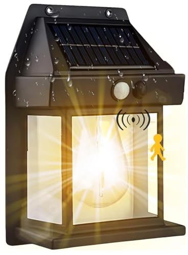 Starnearby Solar Wolfram Wandleuchte Außenleuchte, Aussenlampe mit Bewegungsmelder, IP65 Wasserdicht Solar Wandlampe, Ausenbeleutung für Hauswand Garten Balkon Zaun Hof(Schwarz) von Starnearby