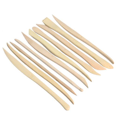 Starnearby Ton Bildhauerei Werkzeuge Set (10 tlgs) Modellier-Werkzeug aus HolzTon Keramik Modellierungs Kit Modellierhölzer Modellierwerkzeug Set - Doppelseitige Töpferei Kunst Werkzeuge von Starnearby