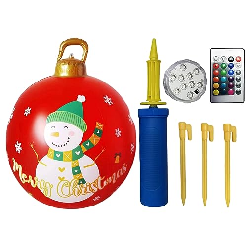 Starnearby Weihnachtskugeln mit Erdspießen und Pumpe, 60cm Riesige PVC Beleuchteter Aufblasbarer Weihnachtsball Ornamente für Hochzeit Festival Party Home Decor Hof Weihnachtsdeko Outdoor von Starnearby