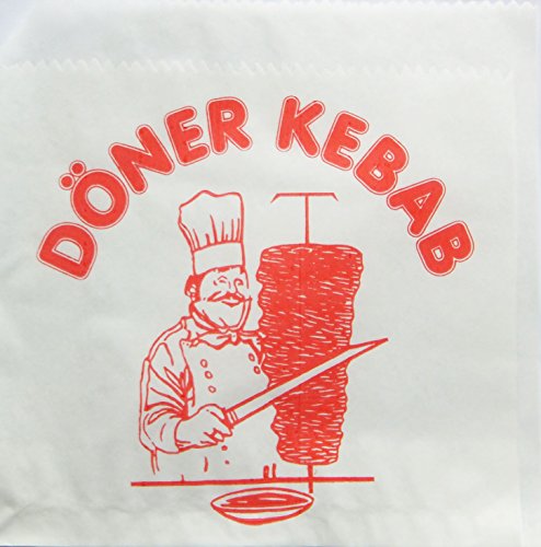 1000 Stück Döner - Kebab - Tüte/Dönertasche (Weiß mit Motiv / 16 x 16 cm) von Starpak