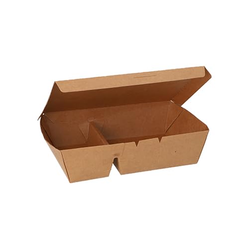 25 Lunchboxen, Pappe 2-geteilt 450 ml 5 cm x 11 cm x 16,8 cm braun von Starpak