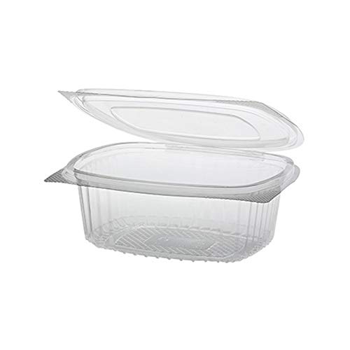 PAPSTAR 88049 50 Feinkost- und Salatschalen mit Klappdeckel, R-PET oval 500 ml 5,5 cm x 12,4 cm x 15 cm klar >>Im Karton 450 Stück von Starpak